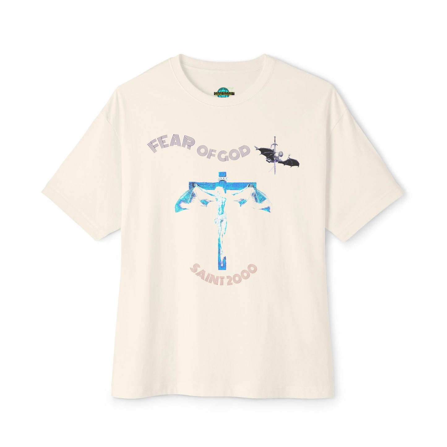 Bat Jesus Casual Oversized T-Shirt, Streetwear, for Him/Her