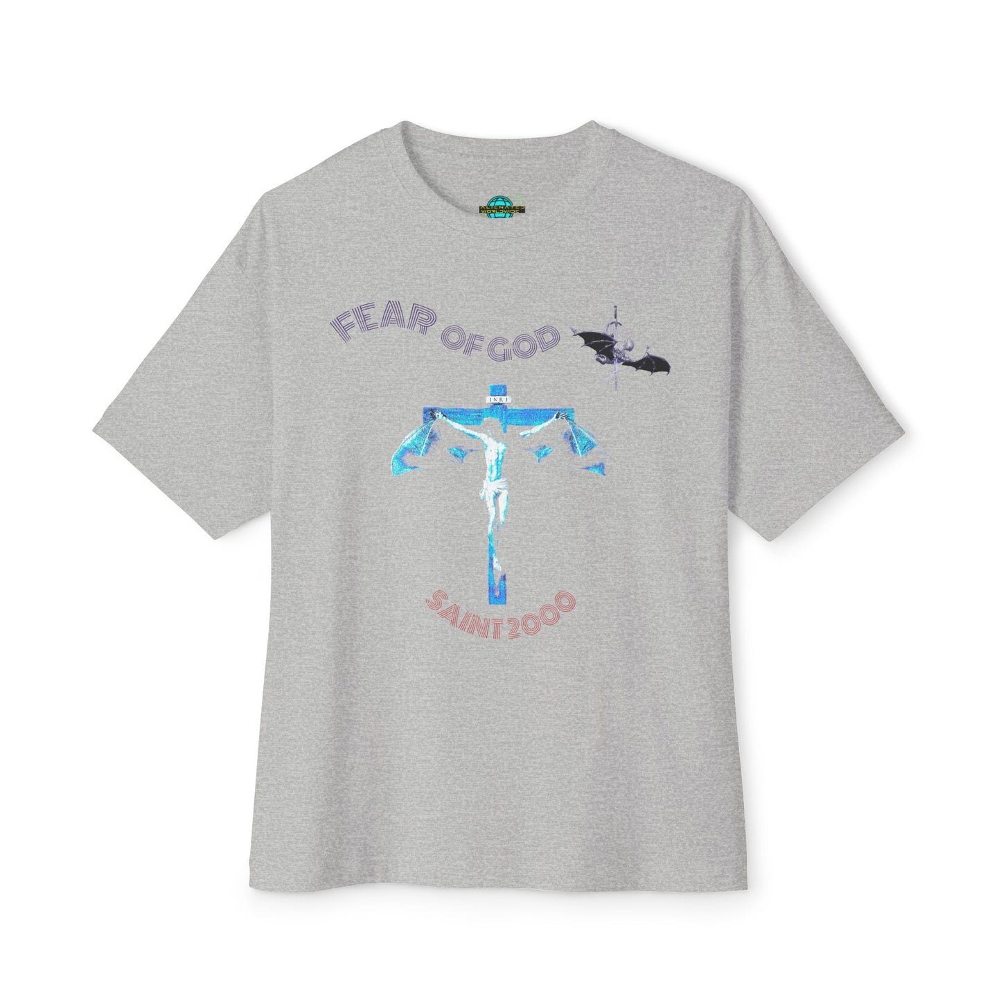 Bat Jesus Casual Oversized T-Shirt, Streetwear, for Him/Her