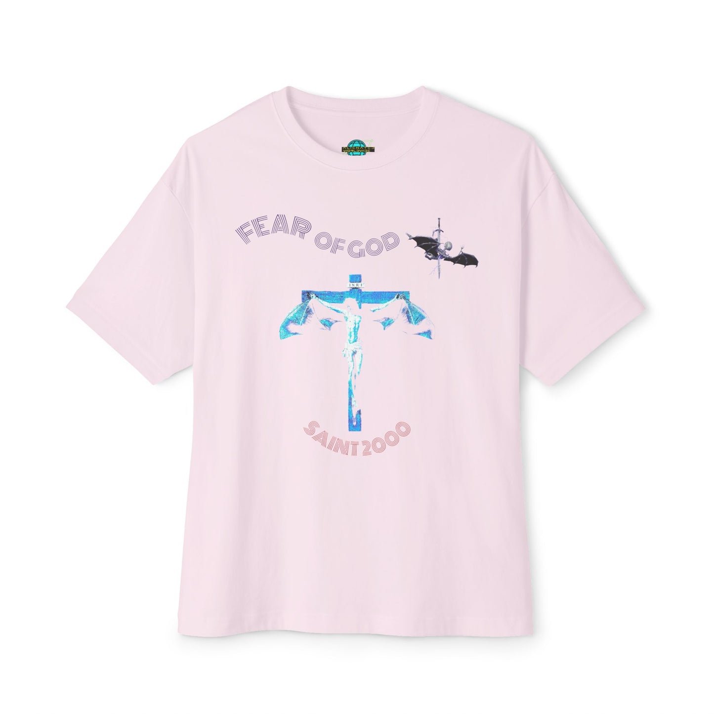 Bat Jesus Casual Oversized T-Shirt, Streetwear, for Him/Her