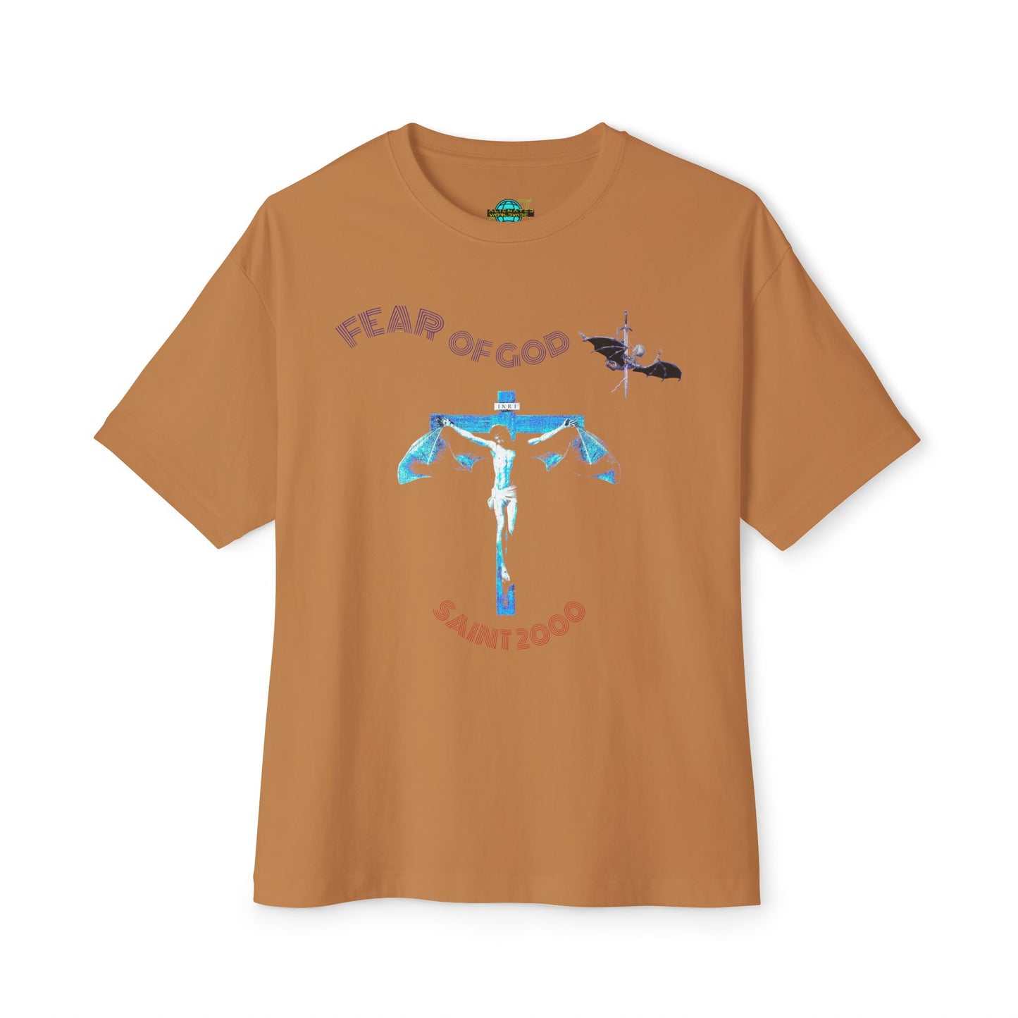 Bat Jesus Casual Oversized T-Shirt, Streetwear, for Him/Her