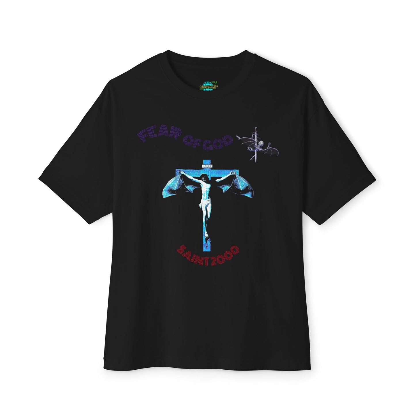 Bat Jesus Casual Oversized T-Shirt, Streetwear, for Him/Her